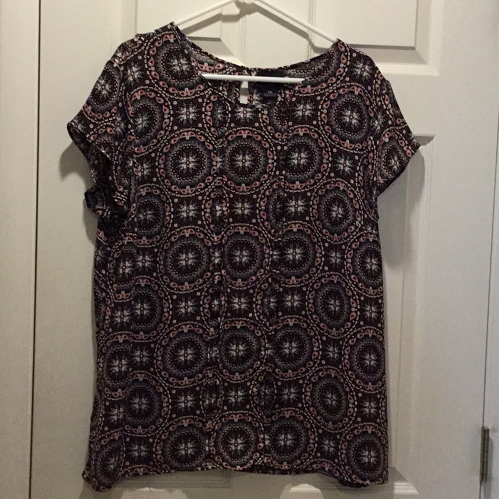 Liz Claiborne Black/pink/white printed Top, Size XXL
